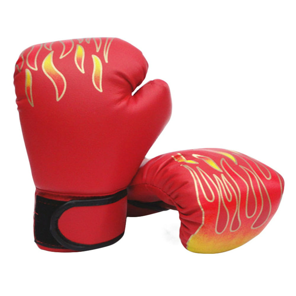 SANWOOD Boxing Gloves Flame Print Faux Leather Adult Boxing Muay Thai ...