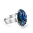 thumbnail image 2 of PhooArto Blue Butterfly Dances Flowers Stainless Steel Rings for Women, Open Adjustable Ring Promise Ring Jewelry Gifts, 2 of 5