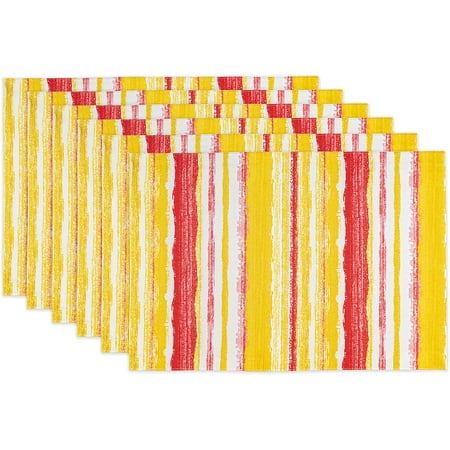 

aoselan 100% Polyester Placemats for Dining Table Set of 6 Reversable & Waterproof Heat-Resistant Non-Slip Place Mats for Kitchen Table Mats 12 x 18 Inch Crayon Art (Sun)