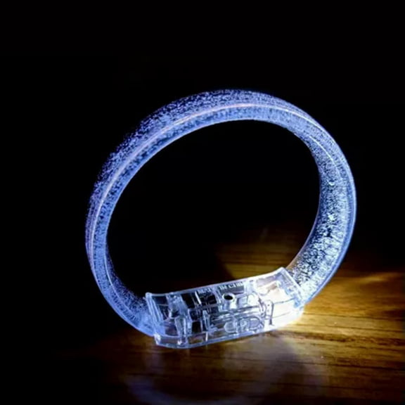 HOOUN Light Up LED Bracelets Flashing Glowing Wrist Band Blinking Bangle Party Fun&-White