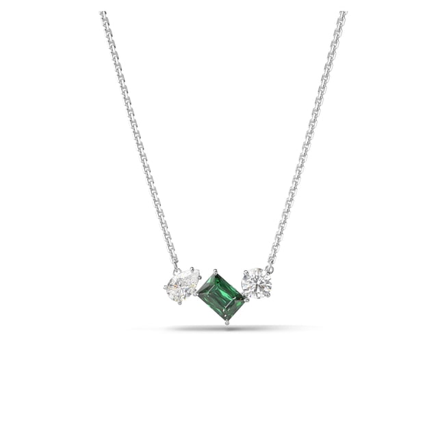 Collar Swarovski Mesmera con piedras verdes y transparentes rodio