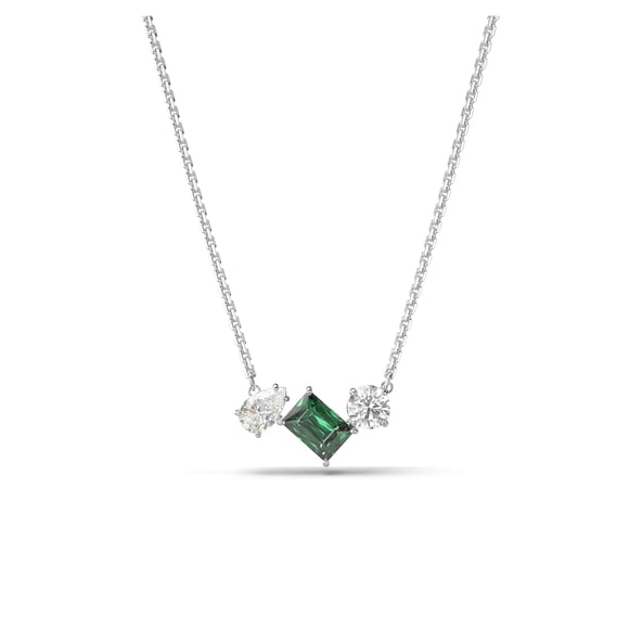 Collar Swarovski Mesmera con piedras verdes y transparentes rodio