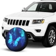 thumbnail image 2 of KAKALAD Blue Butterfly On Dark 01 Spare Tire Cover Universal Vehicle Accessories Buckle Car Tools 14”in, 2 of 6