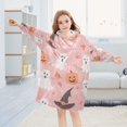 thumbnail image 5 of FORMRS Wearable Blanket Hoodie with Sleeves for Kids Cozy Flannel Sweatshirt, Cute Pink Halloween, 5 of 7