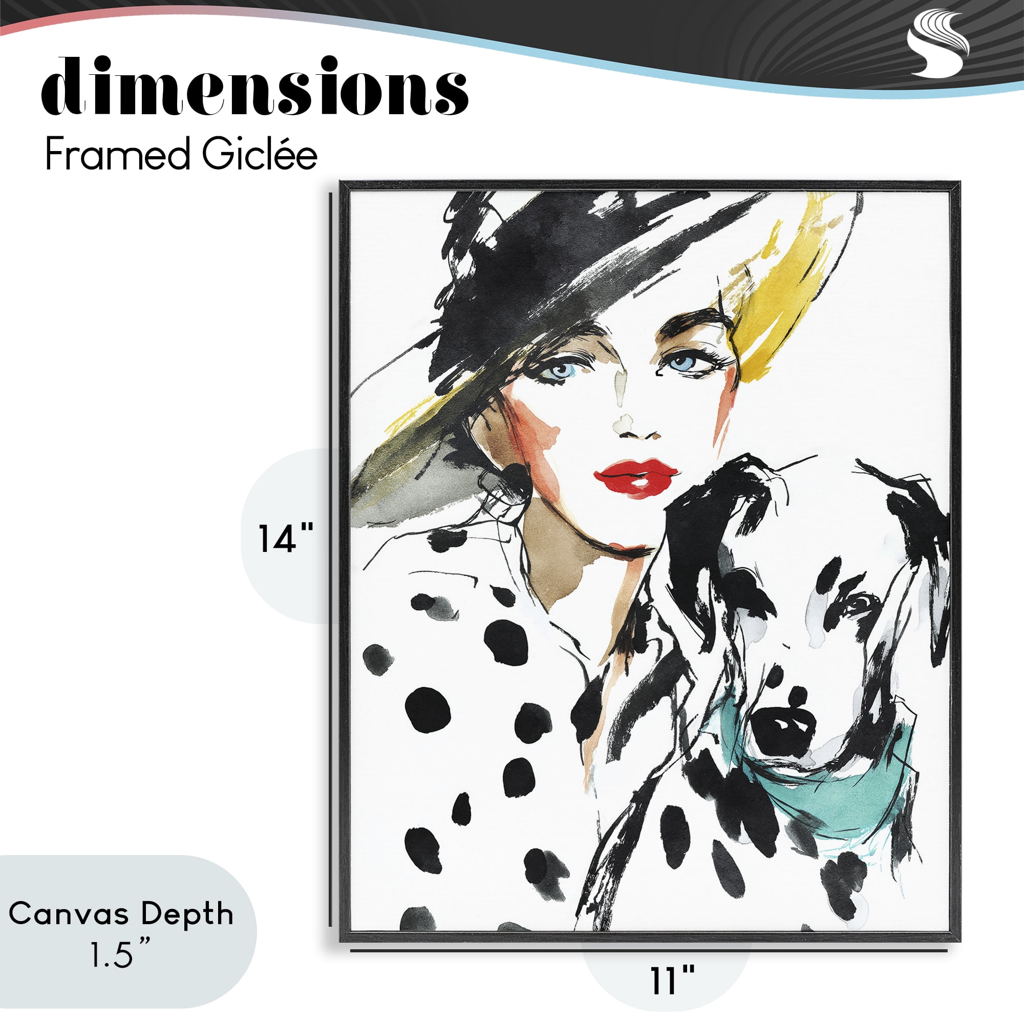 Stupell Industries Trendy Dalmatian Muse Black Framed Giclee Art, design by Svetlana Aleynikova