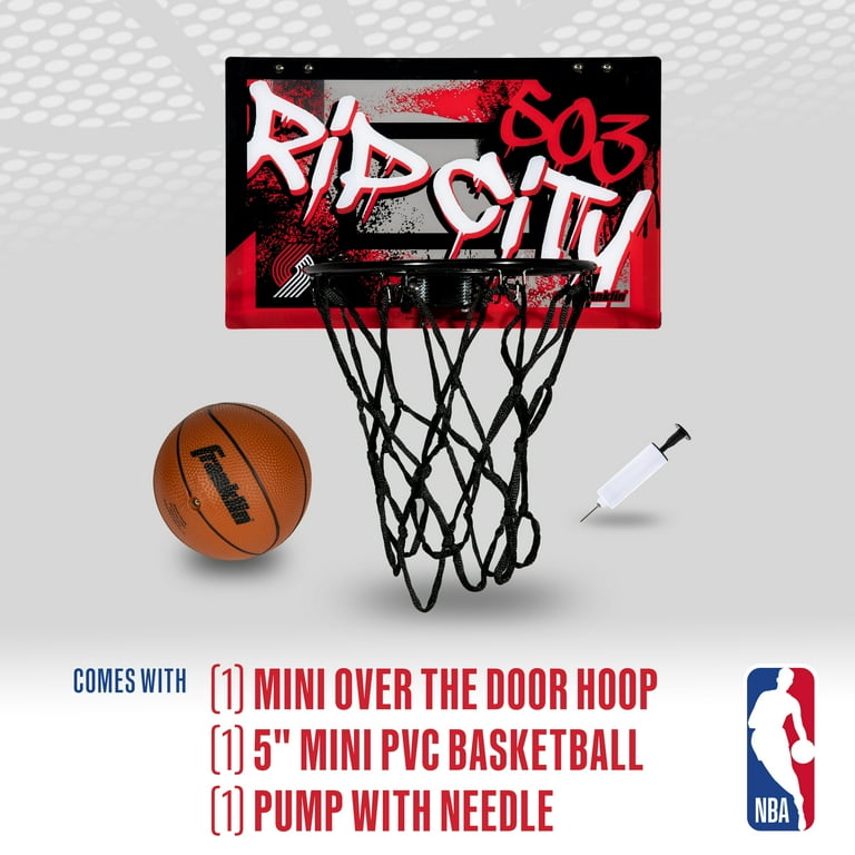 Franklin Sports NBA Portland Trail Blazers Over the Door Basketball Hoop Kids Indoor Basketball Hoop with Mini Basketball NBA Fan Shop Mini Hoop