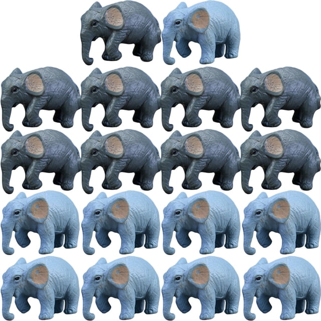 Figuras de animales en miniatura de elefantes de simulación de dibujos animados, figuras de PVC para niños, 18 piezas