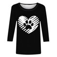 thumbnail image 5 of Tops de Cuello Redondo para las Mujeres Moda Impresa 3/4 Mangas Blusa Casual Top, Estante de Imitación, 5 of 5