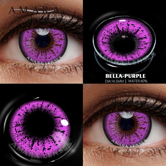 AMARA-lentes de contacto de colores para Cosplay, lentillas de Anime para Halloween, belleza púrpura, cosmética anual, 2 uds.
