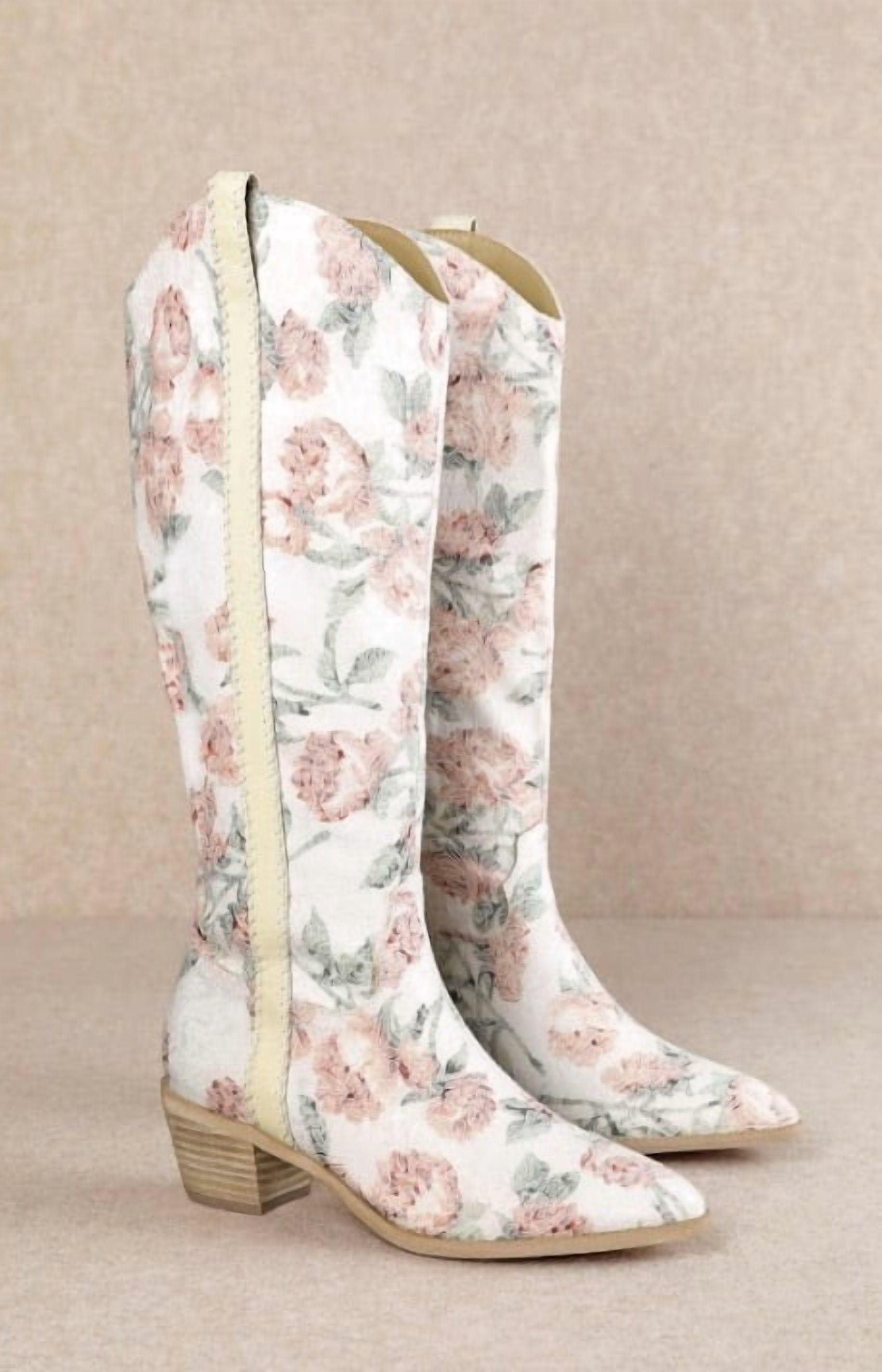 Women’s Western Floral Lace Knee-High Cowgirl Boots