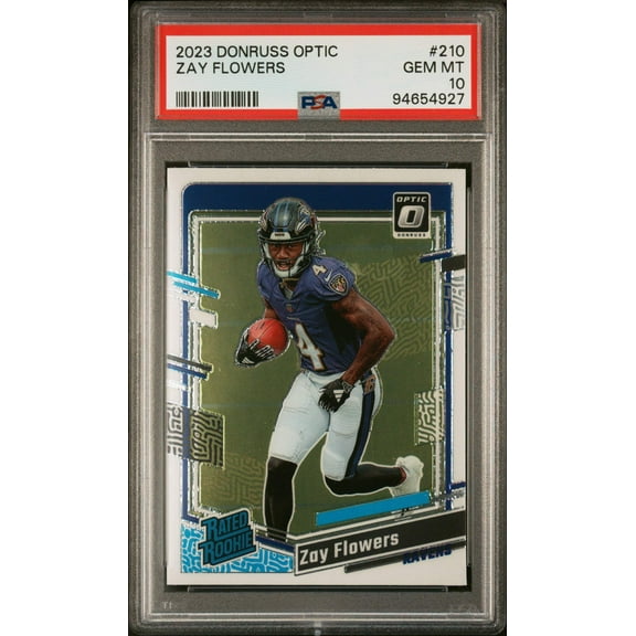 Graded 2023 Panini Donruss Optic Zay Flowers #210 Rookie RC Football Card PSA 10 Gem Mint