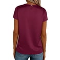thumbnail image 2 of Cilsoka Women's Satin Blouse Business Casual Outfit Short Sleeve Pleated Tops Crewneck Tshirt Silk Shirt Summer Clothes, 2 of 6