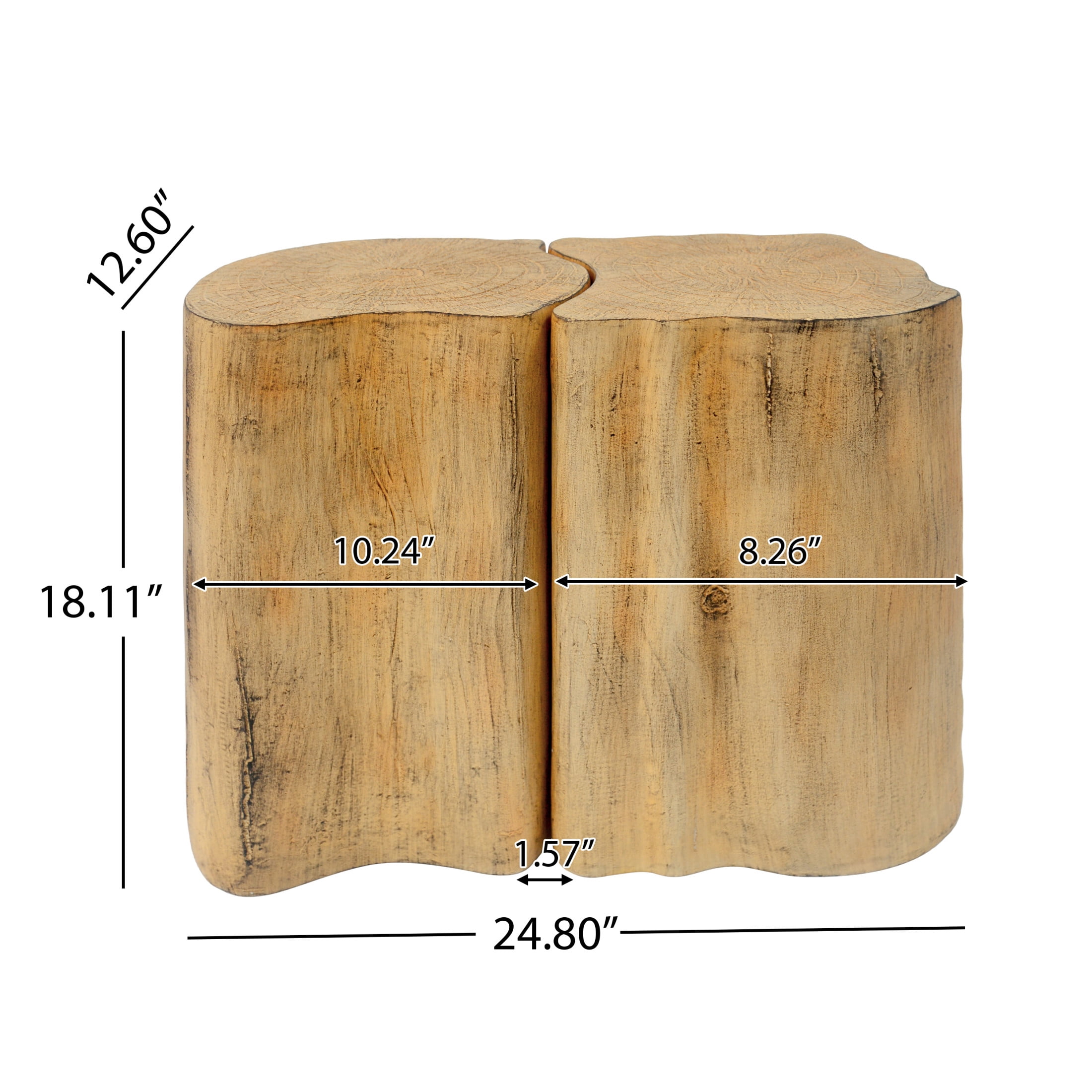 Christopher Knight Home 2-in-1 Irregular MGO End Table for Indoor Outdoor with Split Design, Natural Finish