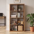 thumbnail image 3 of Leumius 8-Cube Open Back Storage Organizer, 2x4 Bookcase Shelving Unit for Home and Office, Walnut, 3 of 8