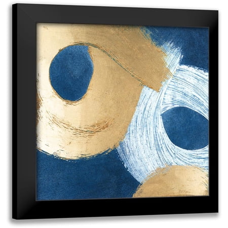 Meagher, Megan 12x12 Black Modern Framed Museum Art Print Titled - Blue And Gold Revolution II