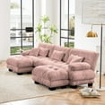 thumbnail image 3 of AOOWOW 133.8" Deep Seat Modular Sofa Set, Chenille Fabric Large Sectional Couches for Living Room, 3 Seater Modern Cloud Couch Set with 2 Ottomans for Apartment or Bedroom, U Shaped, Pink, 3 of 7