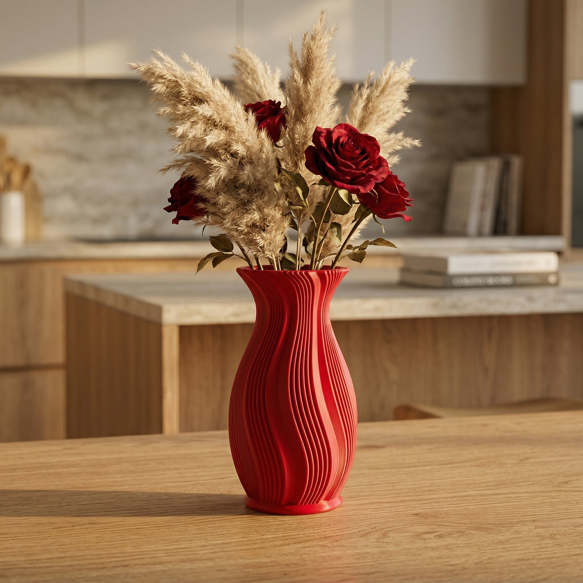 Unique Bargains Geometric Unbreakable Plastic Flower Vase Red 4.7"L x 4.7"W x 8.9"H
