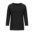 thumbnail image 4 of Inleife Womens Shirts Clearance Women's Fashionable Solid Round Neck 3/4 Sleeves Casual T-Shirt Tops Blouses, 4 of 6