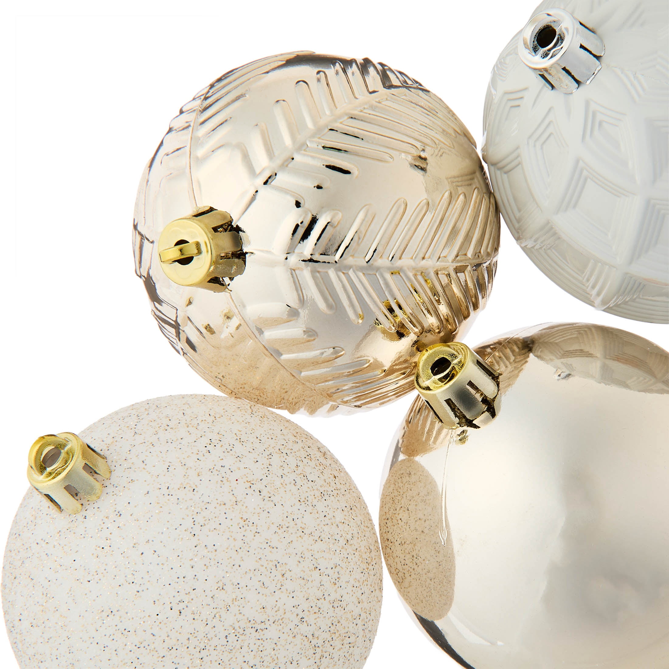 50-Count Champagne and White Ball Shatterproof Christmas Ornaments, 3", by Holiday Time