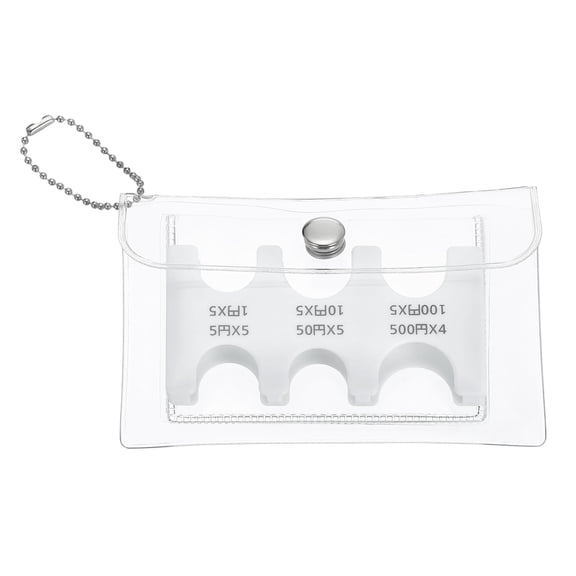 Japanese Coin Holder, Portable JPY Coin Organiser Dispenser 6 Slots with Pack for Japanese Yen Home Office, White