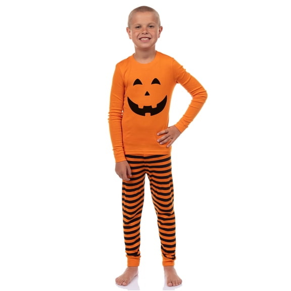 PJammy Halloween Boys' Pumpkin Long Sleeve Tight Fit Pajama Set