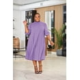 thumbnail image 2 of Plus Size Maxi Dress for Women Casual Pleated Dress Summer Short Sleeve Flowy Swing Dress Loose Beach Dresses Purple 4XL, 2 of 5
