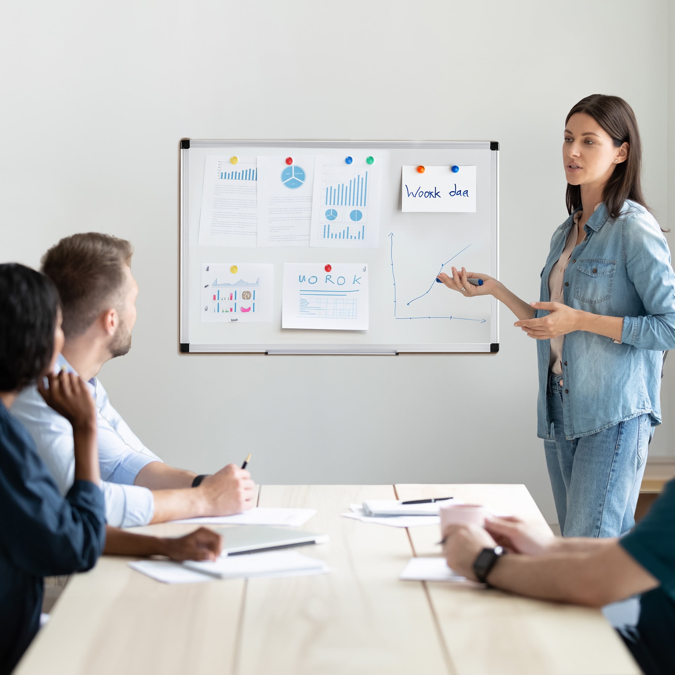 EDX Magnetic Dry Erase Board, 36 x 24 inches Whiteboards, Two Mounting Options, Silver Aluminium Frame with Removable Pen Tray