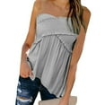 thumbnail image 1 of Womens Strapless BandeBoob Tube Tops Ladies Chiffon Blouse T-Shirt, 1 of 5
