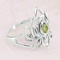 thumbnail image 3 of Earth Gems Jewelry Peridot Ring Sterling Silver Rings Lotus Design Ring Statement Ring for Women, 3 of 4