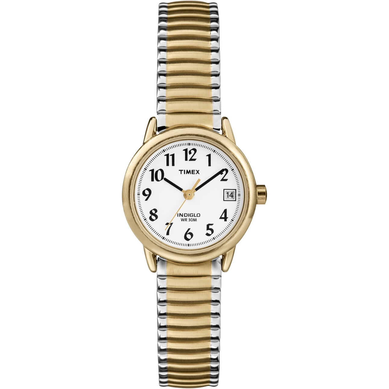 Timex Women's Easy Reader Date Two-Tone/White 25mm Casual Watch,  Extral-Long Expansion Band