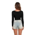 thumbnail image 4 of Womens Scoop Neck Long Sleeve Tops Low Cut Slim Fitted Shirts Casual Tee Tshirt, 4 of 4
