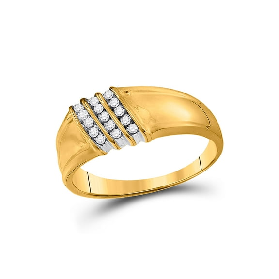 10kt Yellow Gold Mens Round Diamond Band Ring 1/6 Cttw
