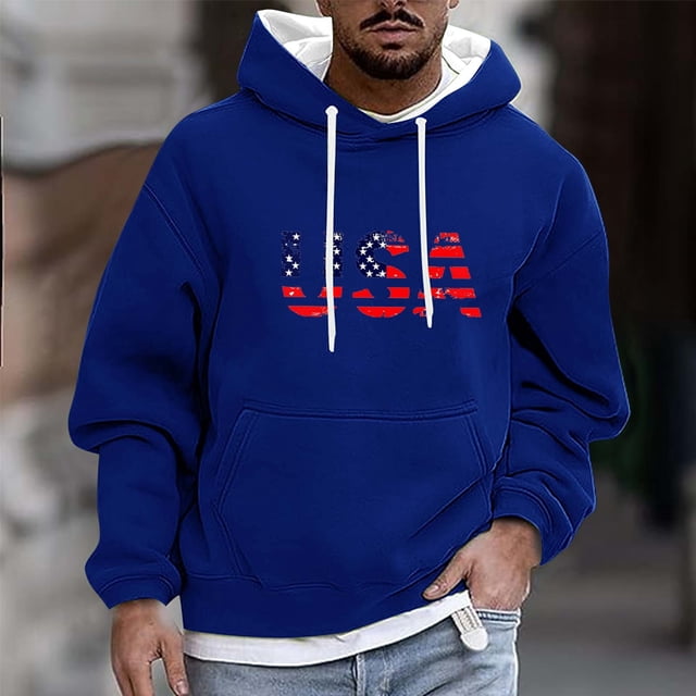 Sudadera con capucha para hombre, informal, a la moda, con estampado, con cordón, de manga larga, de poliéster