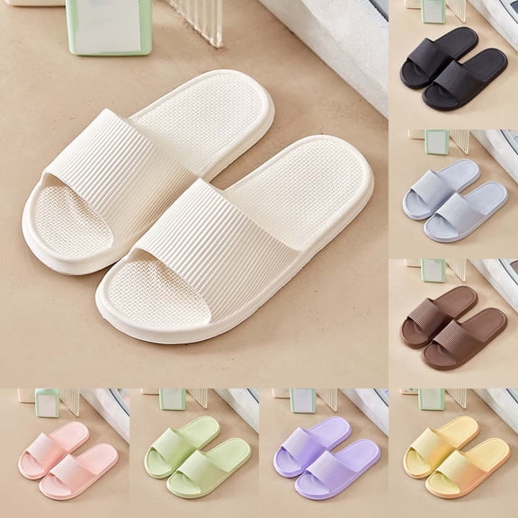 XINPING Lady Men’s Indoor & Outdoor Slippers Bath Pool Gym Slides Flip Flop Open Toe Comfortable Soft Sandals Casual LightWeight Shoes