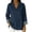 Blue, variant on Ladies' Solid Color Loose Nine Sixth Sleeve Retro Comfortable Neck Long Sleeve Denim Like Shirt Long Sleeve Denim Like