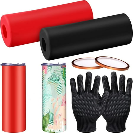 

2 Pcs Sublimation Silicone Tumbler Wrap 20 Oz 2 Pcs Glove and 2 Pcs Transfer Tapes for DIY Cup Glass Blank Sublimation