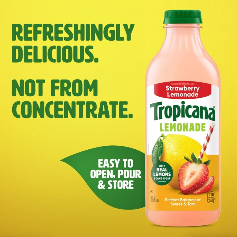 Tropicana Strawberry Lemonade 46 fl oz Made with Real Lemons and