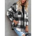 thumbnail image 2 of SMZ Women's Flannel Plaid Shacket - Long Sleeve Button-Down Jacket with Side Pockets, 2 of 6