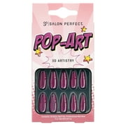 Salon Perfect Press On Nails, 177 Pop-Art Fake Nail Kit, Purple Magnetic, File & Nail Glue Included, 30 Nails
