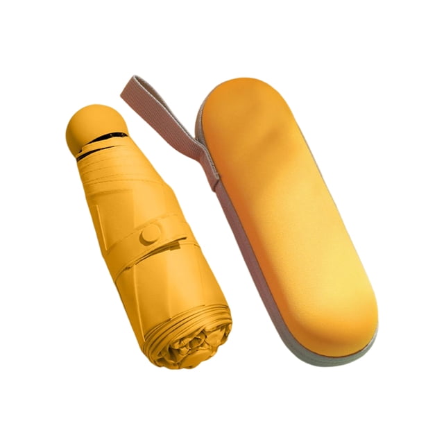 Billuyoard Paraguas plegable para senderismo para mujer, a prueba de sol, impermeable, 5 pliegues, para el sol y la lluvia, Mini sombrilla a Paraguas de lluvia Amarillo
