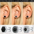 thumbnail image 6 of Silvora Hexagon Earrings for Men Women, 925 Sterling Silver Earrings Norse Viking Rune Black Onyx Stud Earrings for Sensitive Ear, 6 of 8