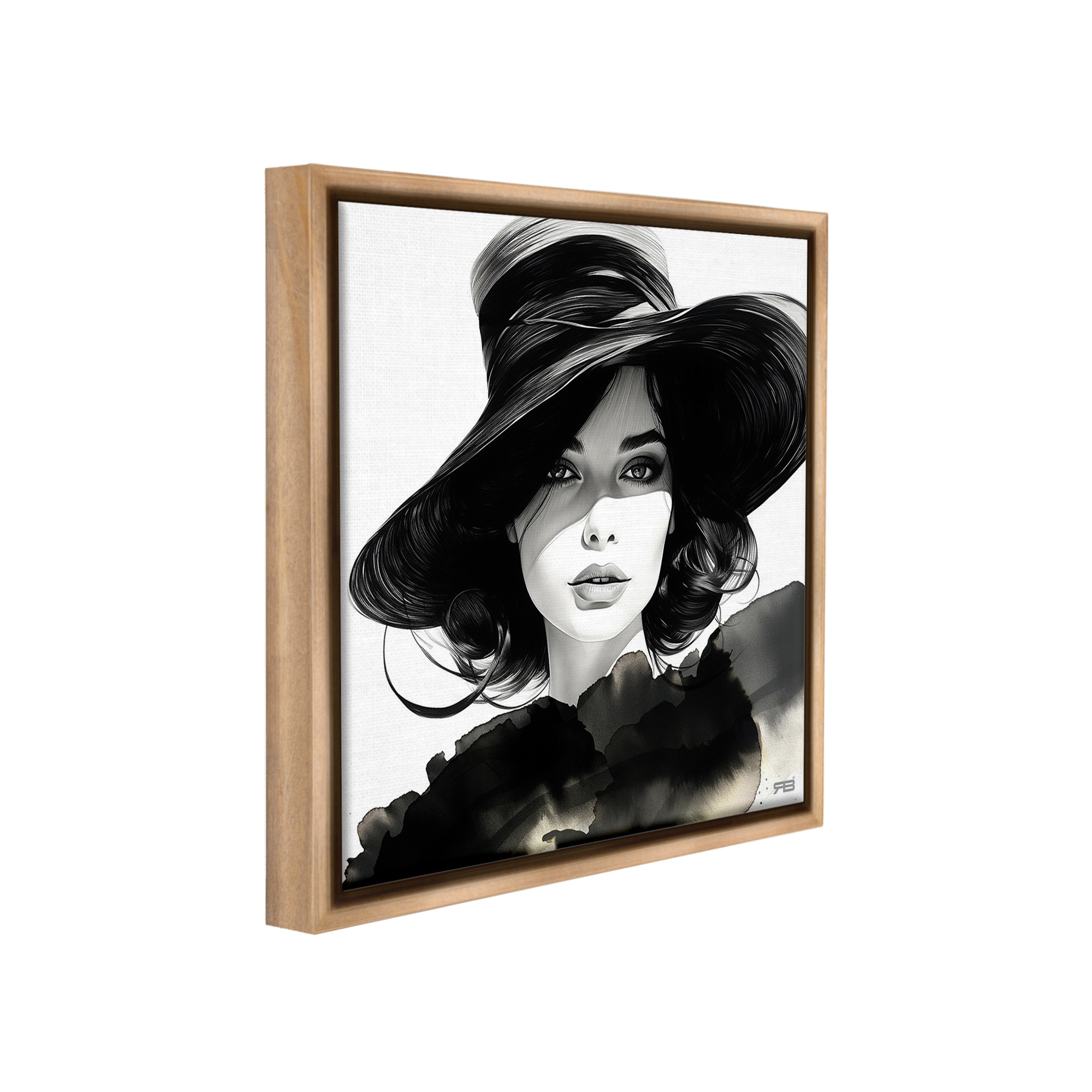 Stupell Industries Stylish Fashionista Gaze Beauty & Fashion Painting Brown Floater Framed Canvas Art Print Wall Art, 18 x 18