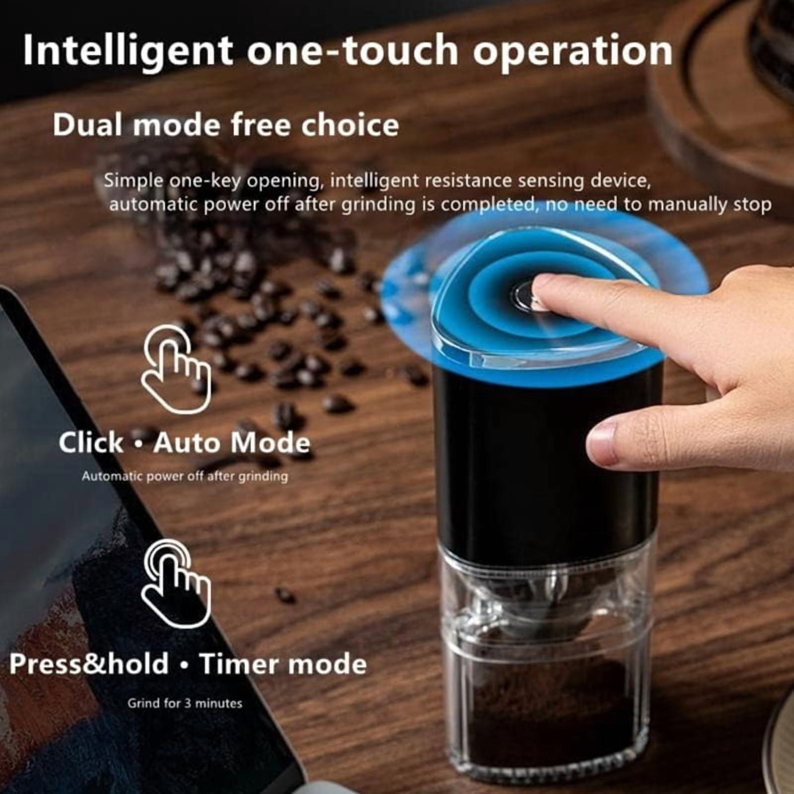 Electric Coffee Grinder Automatic Coffee Mill with Burrs Adjustable Grind Settings Portable Rechargeable Coffee Grinders
