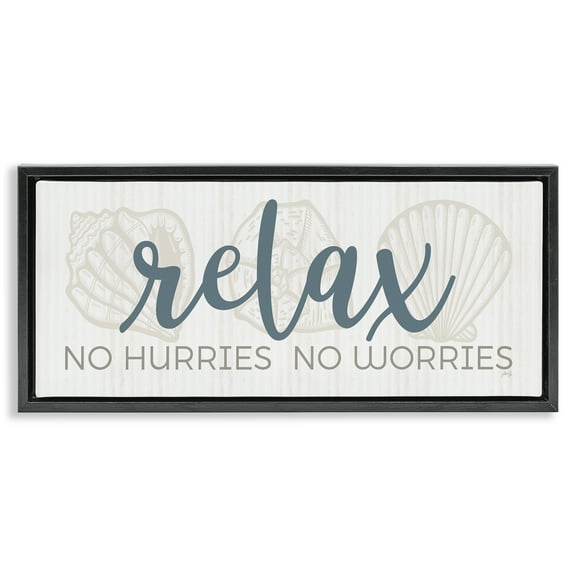 Stupell Industries No Hurries or Worries Text & Numbers Painting Black Floater Framed Canvas Art Print Wall Art, 25 x 11