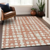 Addison Rugs Chantille Indoor/Outdoor Transitional Circles Salmon Washable Rectangle Rug, 9' x 12'
