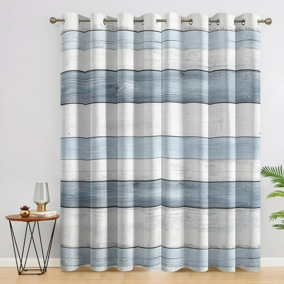 Shiplap Curtains For Living Room, Rustic Wooden Board Blackout Curtains For Bedroom - Wood Grain Decor Window Curtains, Grommet Drapes 52"W x 96"L (Pack of 2)