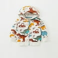 thumbnail image 2 of Hpapadks Boys Winter Coat Long Sleeve Full Dinosaur Cars Cartoon Print Zipper Hooded Cardigan Hoodie Boys Jacket Light Gray 6-7 Years, 2 of 7