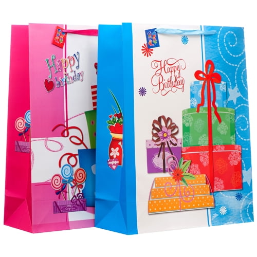 New 371167 Gift Bag Happy Birthday Present XLarge Asst Color Design