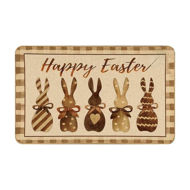 Yhmxh Decoración del baño Felpudo decorativo con estampado de conejito de Pascua de 23,6 x 15,7 pulgadas Organizadores y almacenamiento de baño Accesorios de baño