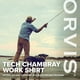 thumbnail image 2 of Camisa Orvis Tech Chambray de manga larga para trabajo, ligera, azul, 2 of 9
